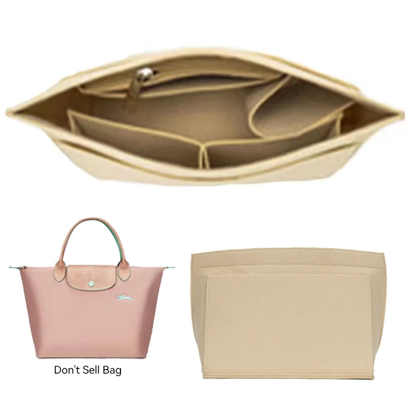 felt insert bag fits for longchamp handbag felt liner bag makeup bag support travel portable purse organizer fit various bags