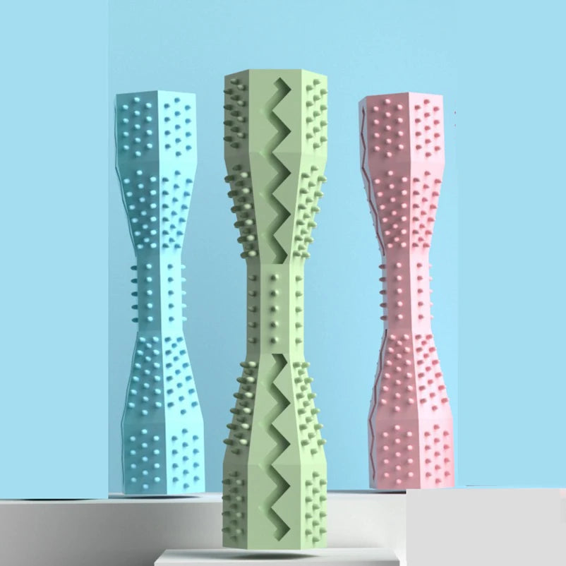 durable hexagonal dog chew toy stick for teeth cleaning, interactive pet chew, bite-resistant, suitable for all dog sizes, promotes healthy gums and exercise