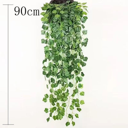 Artificial Green Ivy Leaf Garland 2.1M, Silk Rattan Hanging Vine for Wall Decor, Home and Garden Decoration, Wedding Party, Outdoor Exhibition, DIY Fake Wreath Leaves
