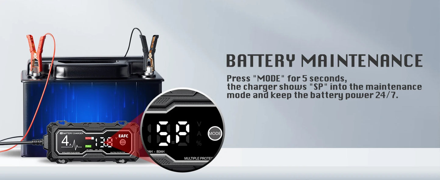 b0dphwrggl eafc 12v 4a car motorcyclebattery charger lcd display  intelligent chargers multiple protection pulse repair agm batterycharger