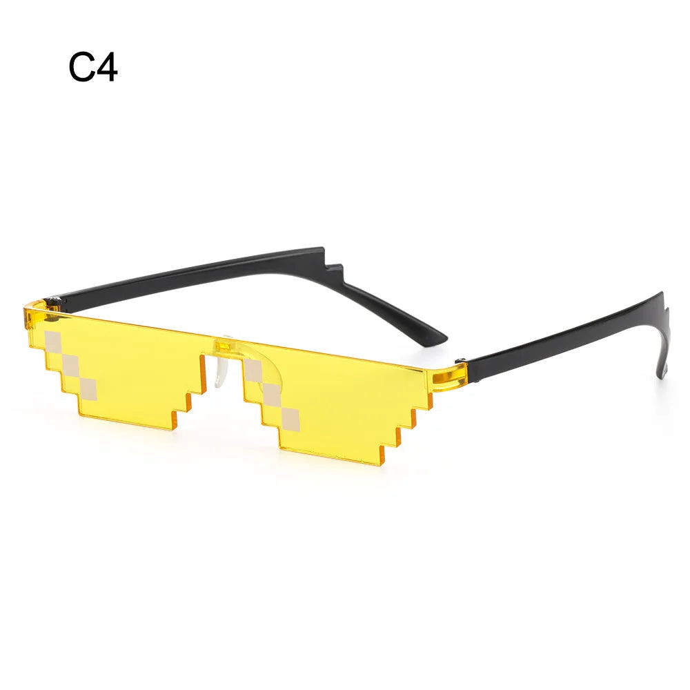 new mosaic sunglasses trick toy thug life glasses cool jokes pixel black rimless shades for adults and kids retro gamer style fun eyewear