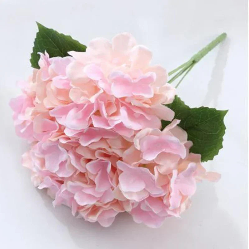artificial hydrangea silk flower bouquet, pack of 5, multi-colour choices, ideal for weddings, home décor, indoor table decoration, anniversary, party centrepiece