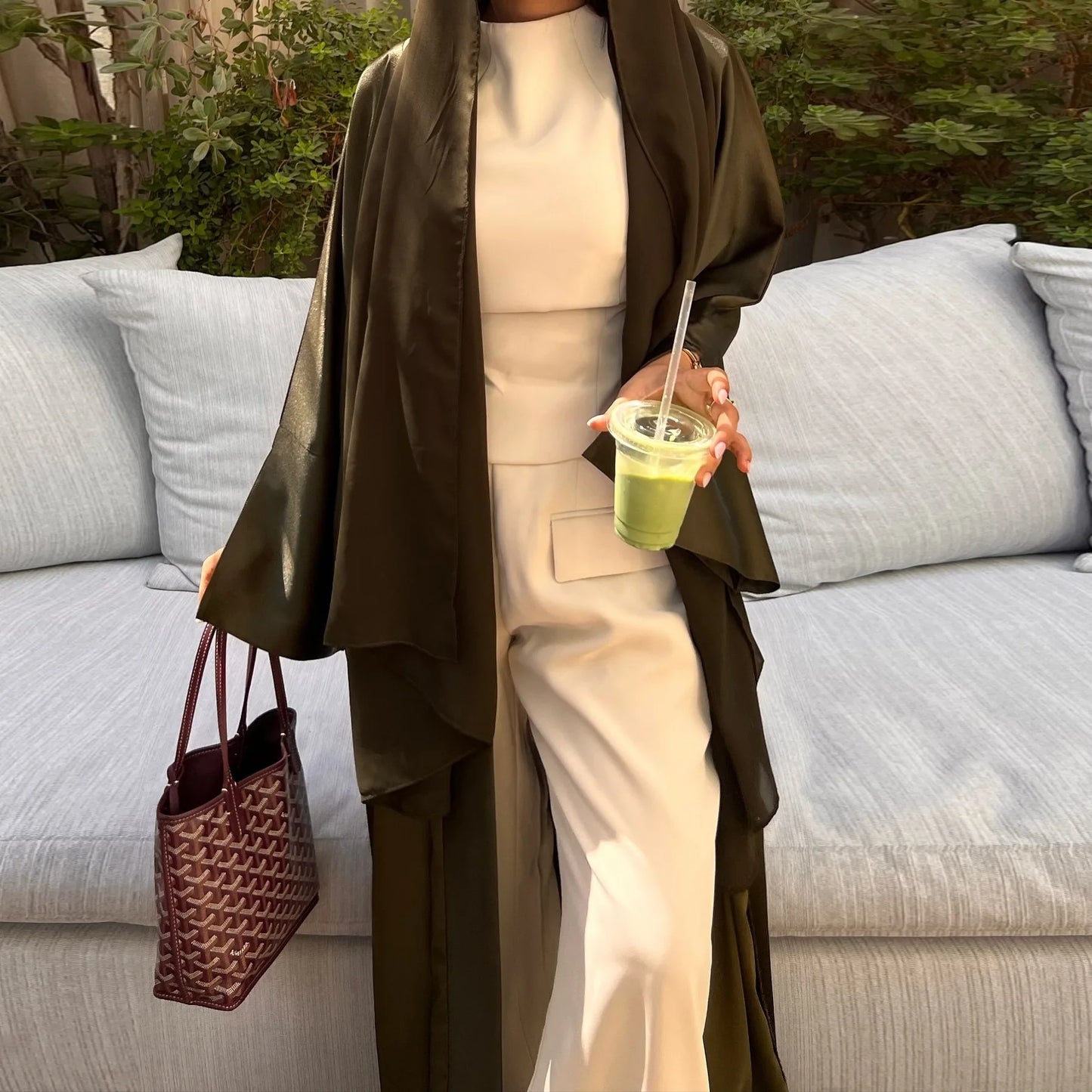 ramadan decoration 2024 muslim girl army green abaya robe islamic gift elegant prayer dress for special occasions and everyday wear