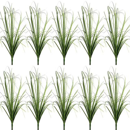 Artificial Green Grass Bush Set - PVC Material, 10 Piece Decorative Faux Reeds for Home, Outdoor, and Exhibition Use, Perfect for Floor Display and Simulated Grasslands