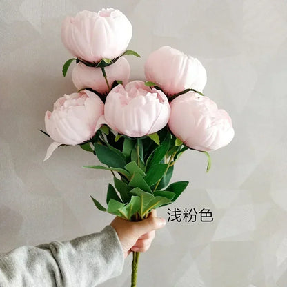 Artificial Peony Flower Bouquets, Silk & Raw Silk, Ideal for Weddings, Living Room, Dining Table Decor, Multi-Coloured, 10 Heads, Home & Party Decoration