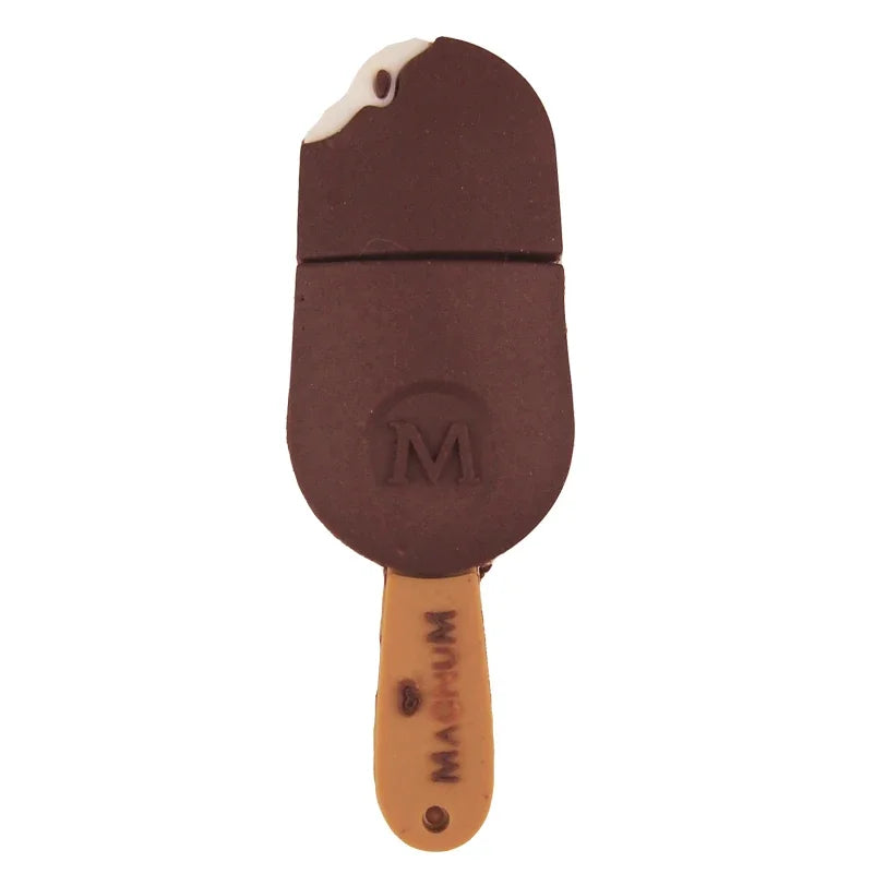 whimsical cartoon ice cream usb flash drive 128gb/64gb/32gb in chocolate design, perfect for kids’ gifts, photography, business or wedding, portable silicone memory stick