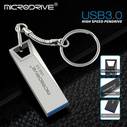 Metal USB 3.0 Flash Drive 32GB or 64GB Waterproof Memory Stick, Portable Pendrive U Disk Storage Device for Quick Data Transfer and Safe Storage