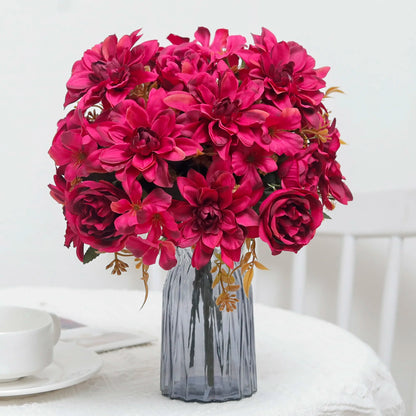 Silk Peony Faux Flower Bouquet for Home Decor, Wedding, Bridal Shower, Party; High-Quality Artificial Floral Arrangement for Indoor Use, Gift Idea