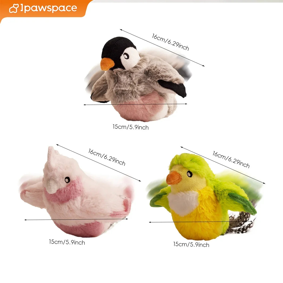 interactive cat toy with rechargeable battery, feather and chirping features, touch activated, durable play, engaging for kittens and adults, pet entertainment accessory