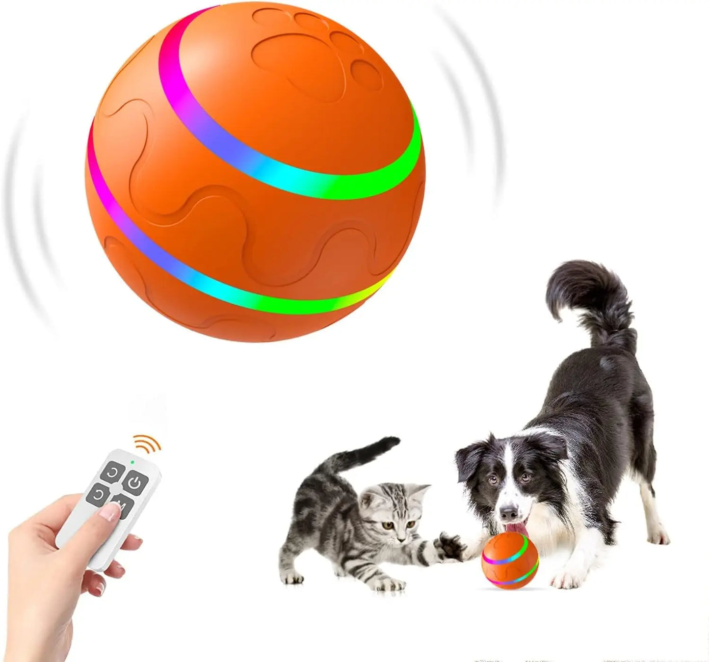 interactive pet toy ball, remote-controlled with motion activation, durable exercise ball for dogs of all sizes, indoor outdoor fun for active and engaging dog playtime
