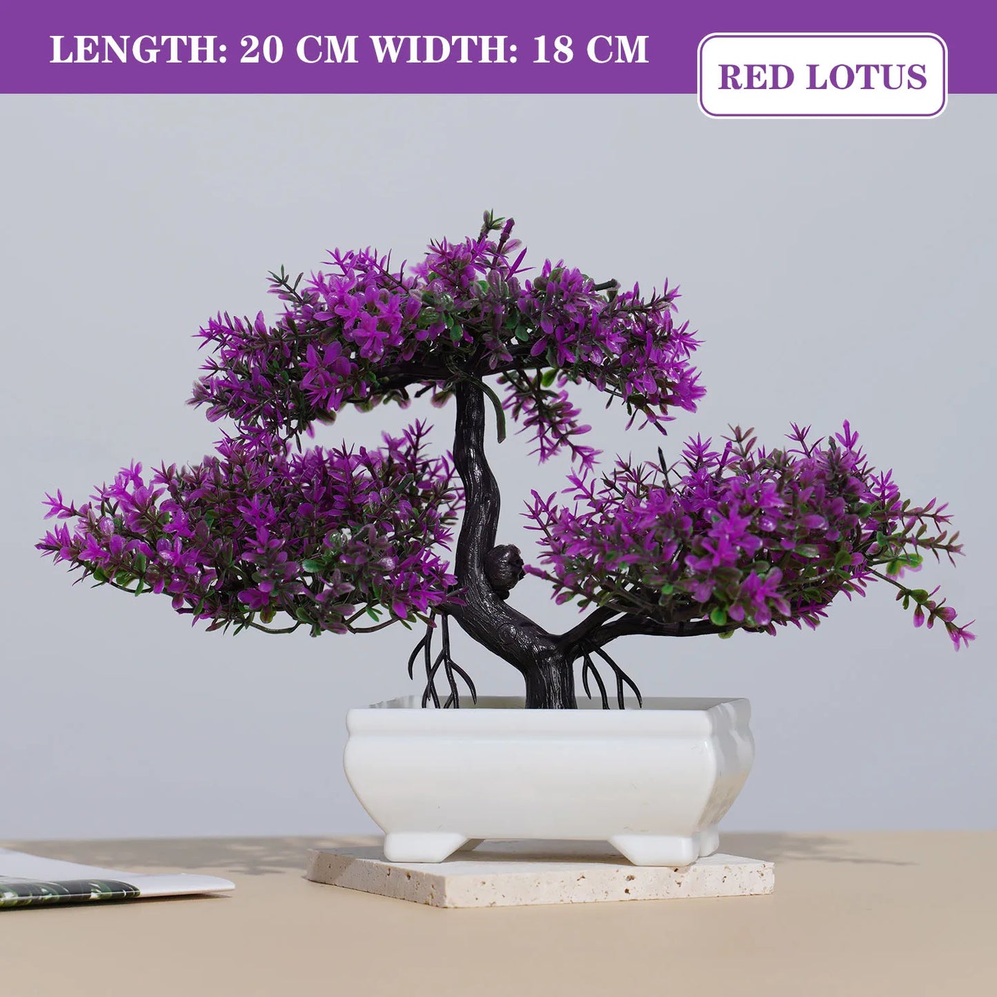 artificial bonsai tree with pot, small fake plant for table decor, plastic potted ornament for home office hotel garden decoration, outdoor use