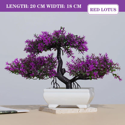 Artificial Bonsai Tree with Pot, Small Fake Plant for Table Decor, Plastic Potted Ornament for Home Office Hotel Garden Decoration, Outdoor Use