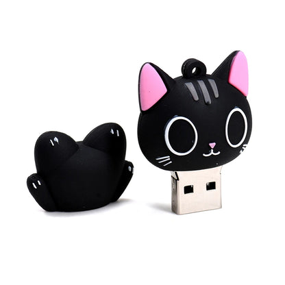 Cute Cartoon Cat USB Flash Drive 16GB-128GB, Silicone Memory Stick for Computer/TV, Perfect Creative Business or Personal Gift, USB 2.0 Storage Solution