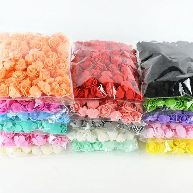 artificial foam rose flowers, 100/300pcs 3cm, diy craft supplies for wedding, valentine's day, bridal shower, home decor, indoor floral arrangements