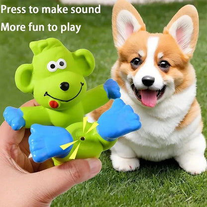 Latex Dog Toy Monkey Hippo Set, Squeaky Chew, Teeth Cleaning, Bite Resistant, Interactive Play, Engaging Sound for Small to Large Dogs, Pet Oral Health Benefits