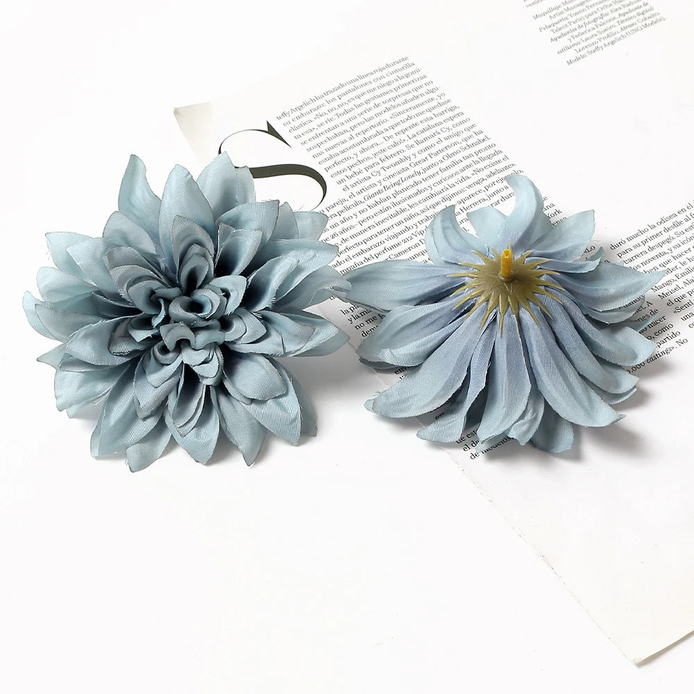 artificial silk dahlia flower heads 5-pack - home, wedding, party decoration, indoor faux floral accessories for anniversaries, birthdays, bridal showers