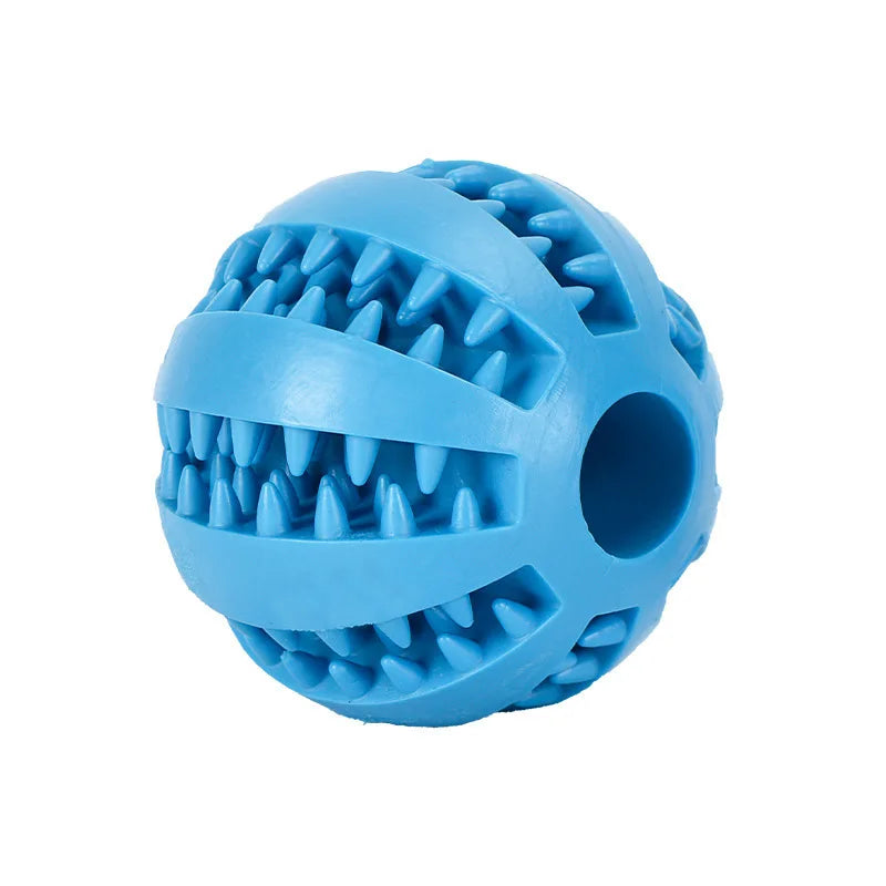 pet chew toy ball, durable rubber, dental cleaning & treat dispenser, engaging indoor/outdoor play, ideal for small dogs & cats, lightweight for active fun
