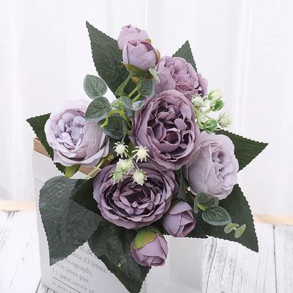 Silk Peony Rose Artificial Flower Bouquet for Wedding, Home Decor, Bridal Props, Indoor Events, Gift Arrangement, Photography Backdrop, Versatile Floral Accent