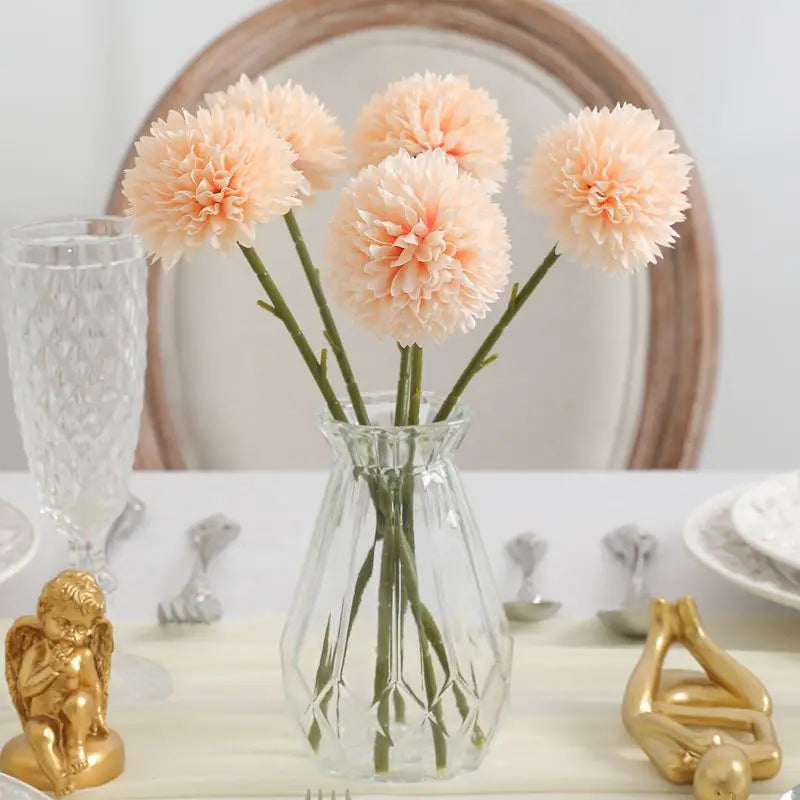 artificial dandelion & hydrangea flower bouquet 5pcs non-woven fabrics for home vase decor, garden, party, wedding centrepiece, bridal, christmas ornament