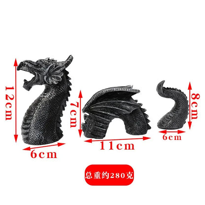 B0983D93Y8 Dragon Sculptures Resin Giant Lawn Sculpture Gothic Fantasy Dragon Figures Art Garden Patio Lawn Statues Furnishings Decoration