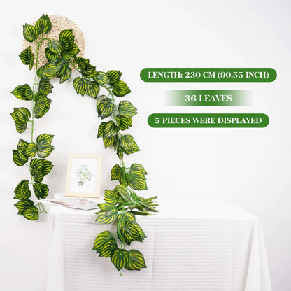 Artificial Green Ivy Leaf Vine Garland, Silk Hanging Decoration, 2.1M Length, Home Garden Decor, Wedding Party Display, Outdoor Use, DIY Crafts, Wall Accent