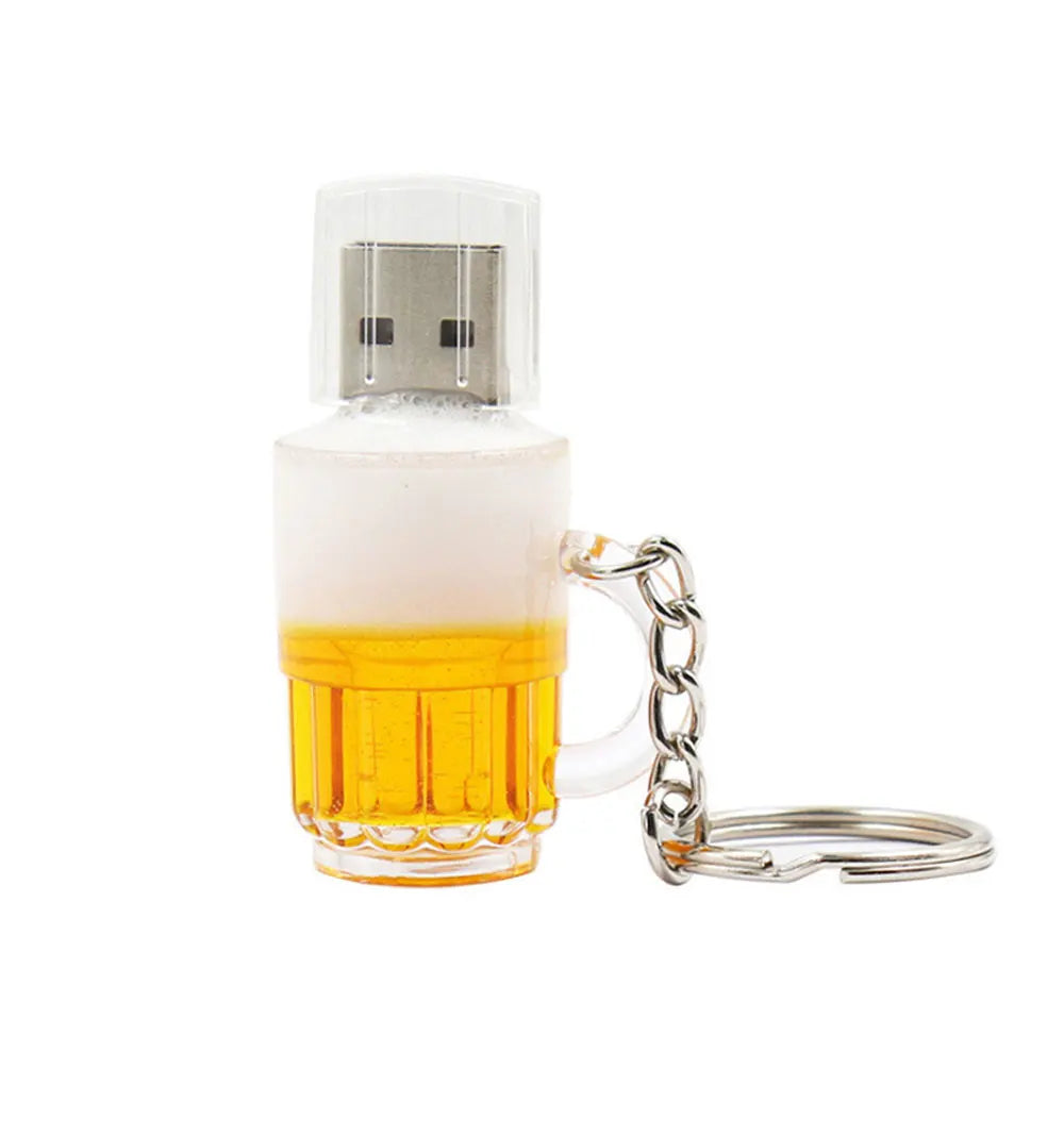 creative beer mug usb 2.0 flash drive 64gb - fun memory stick with key chain, perfect gift for tech lovers and special occasions!
