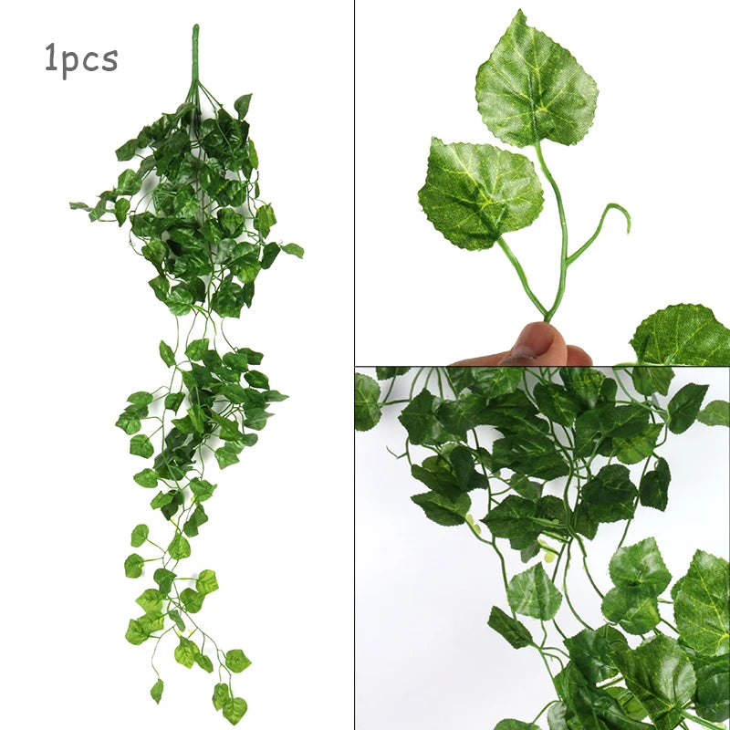 90cm artificial ivy vine garland, green leaf creeper for wall hanging, home garden decor, wedding party display, outdoor plastic plant, 1pc