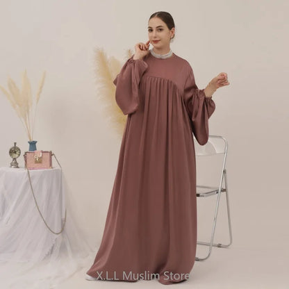 Modest Loose Muslim Dress Abaya Eid Ramadan Elegant With Pocket for Women, Comfortable Fit, Stylish Design, Perfect for Prayer and Daily Wear, Various Colors Available