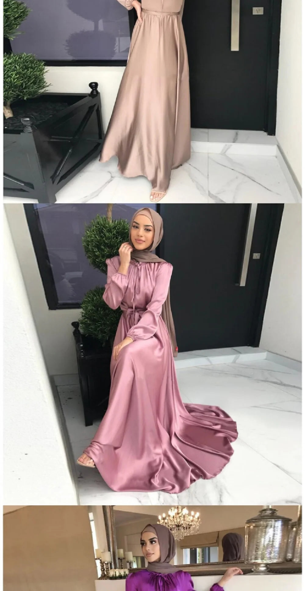 muslim women abaya luxury dubai turkey evening dresses satin robe arabic long dress for women - stylish & elegant traditional fashion