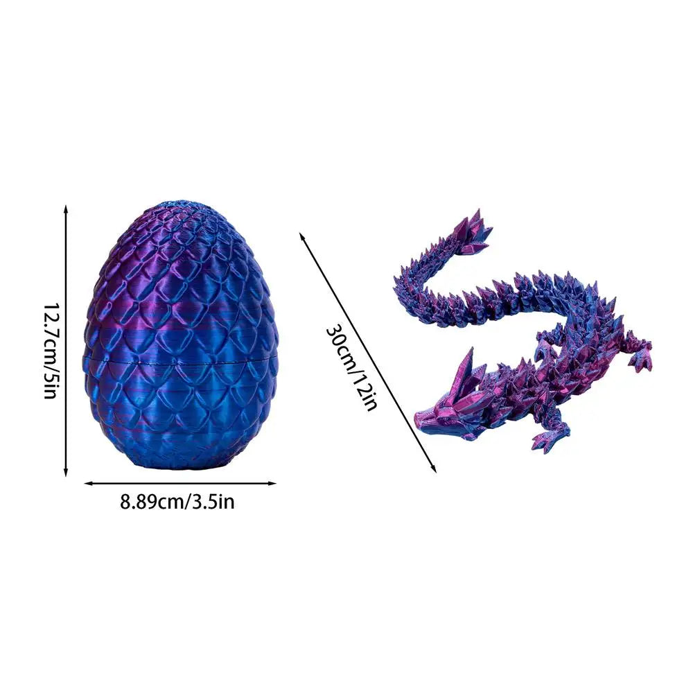crystal dragon action figures 3d printed articulated dragon with egg dinosaur christmas fidget toy for girls kids easter basket