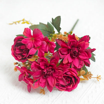 Silk Peony Faux Flower Bouquet for Home Decor, Wedding, Bridal Shower, Party; High-Quality Artificial Floral Arrangement for Indoor Use, Gift Idea