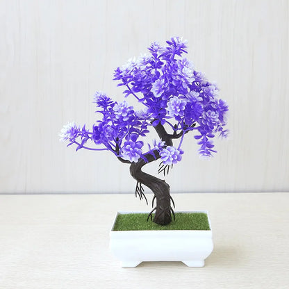 Miniature Artificial Bonsai Tree in Pot, Elegant Faux Plant Decoration for Home or Office, Desktop Zen Garden Ornament, Ideal for Indoor Use and Exhibitions