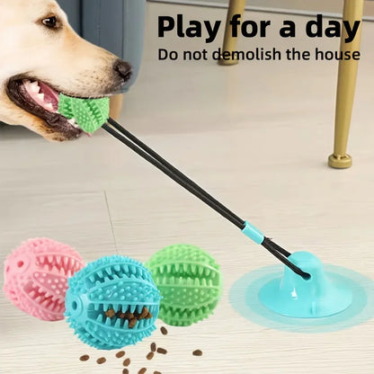 Interactive Dog Chew Toy with Suction Cup & Sound | Durable Rubber Puzzle Ball for Training, Treat Dispensing & Tug-of-War | Engaging Play for Indoor/Outdoor Fun, All Sizes