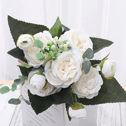 Silk Peony Rose Artificial Flower Bouquet for Wedding, Home Decor, Bridal Props, Indoor Events, Gift Arrangement, Photography Backdrop, Versatile Floral Accent