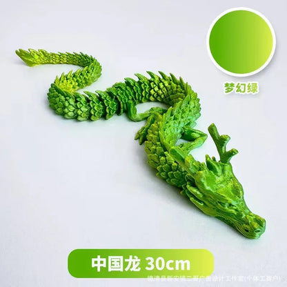 3D Printed Luminous Chinese Loong Flexible Dragon Figurine Home Decoration Gifts