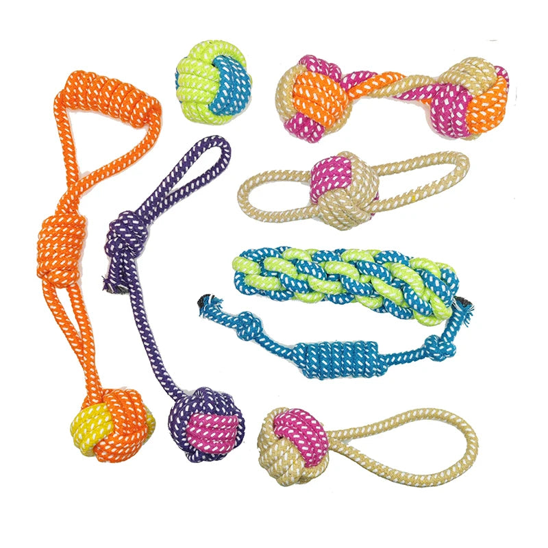 cotton rope dog chew toy, durable linen ball for puppies and dogs, teething aid, toothbrush design, oral health & play, suitable for small to large breeds