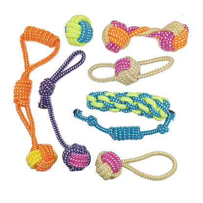 Cotton Rope Dog Chew Toy, Durable Linen Ball for Puppies and Dogs, Teething Aid, Toothbrush Design, Oral Health & Play, Suitable for Small to Large Breeds