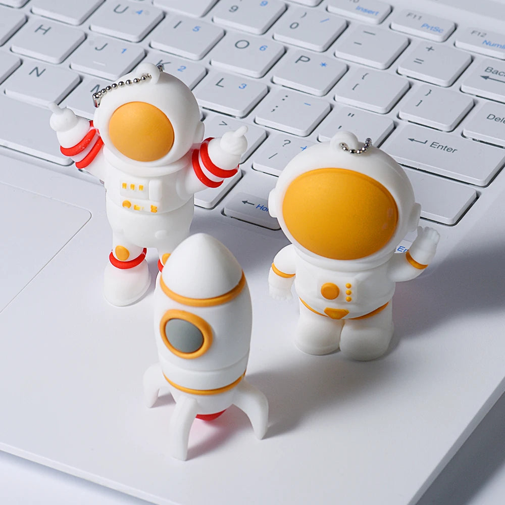 usb flash drive 16gb-128gb astronaut design, creative silicone memory stick, cool gift pen drive with free key chain, usb 2.0, portable storage for pc & laptop