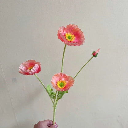 Artificial Silk Poppies Flower Bouquet for Weddings, Home Decor, Parties, Indoor Use – Decorative Anniversary Celebration Flowers from Mainland China