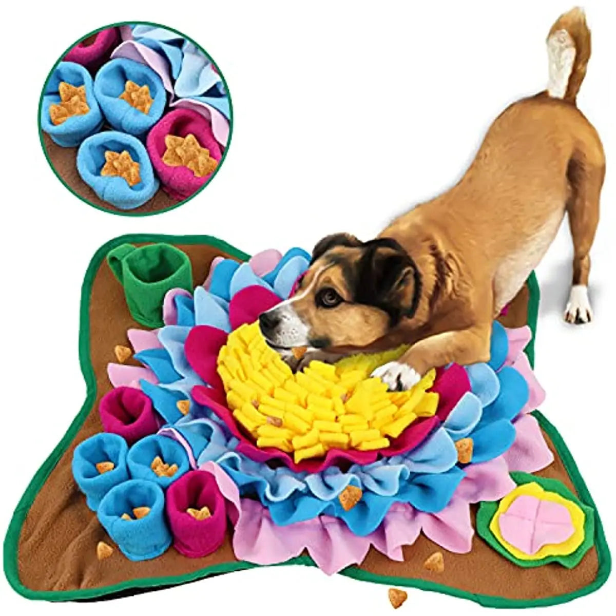 interactive pet snuffle mat for dogs and cats, fleece feeding blanket, anti-choking feature, mental stimulation, slow feeder training toy, enrichment activity pad