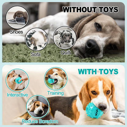 Durable Rubber Dog Chew Toy for Teeth Cleaning and Anti-Bite Training, Interactive Slow Feeder and Food Dispenser, Pet Play Ball for Small to Medium Dogs