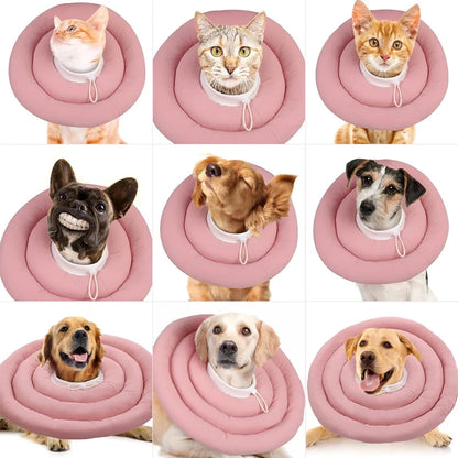 B0D3W94KNF PINK USA Pet Dog Cat Protection Collar Adjustable Elizabethan Collar Wounds Recovery Collar Waterproof Dog & Cat Neck Cones
