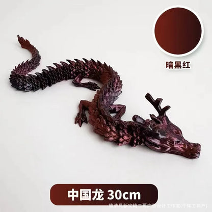 3D Printed Luminous Chinese Loong Flexible Dragon Figurine Home Decoration Gifts