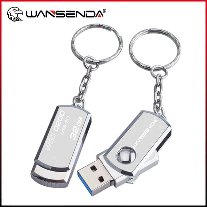 USB 3.0 Flash Drive, Metal Memory Stick, Keychain Pen Drive, Rotating Design, 16GB, 32GB, 64GB, 128GB, 256GB Storage Options, High-Speed Data Transfer