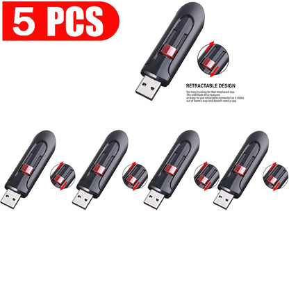 5PCS/LOT High Speed Genuine USB Flash Drive 128GB Black Pen Drive Free Keychain 64GB Memory Stick 32GB Business Gift 16GB Perfect for Storage and Transfer