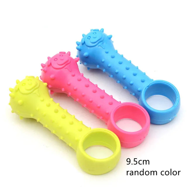 rubber pacifier ring chew toy for small dogs | durable bite-resistant | promotes dental health | puppy training aid | random colourful selection