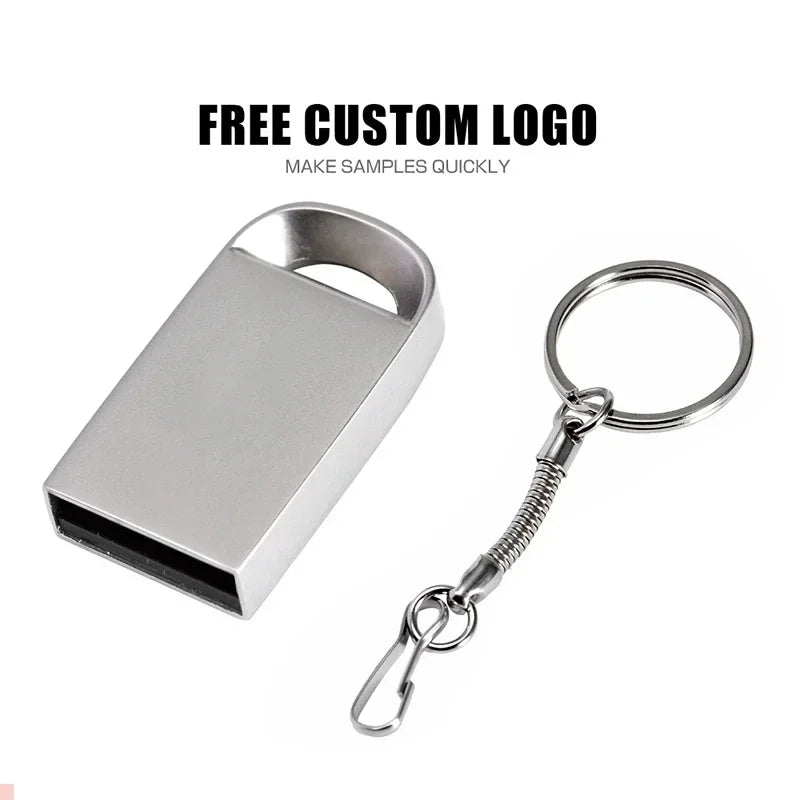 mini metal usb flash drive 128gb - silver waterproof memory stick for laptop, car, tv - creative gift with free key ring - multiple capacities available
