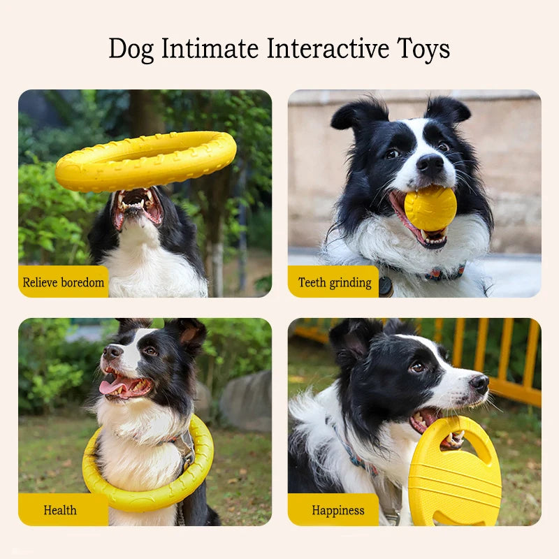 durable dog toy set 4-pack: eva flying disc, chew ball, tug rope - interactive chew-proof toys for dental health, puppies & adult dogs, indoor/outdoor fun