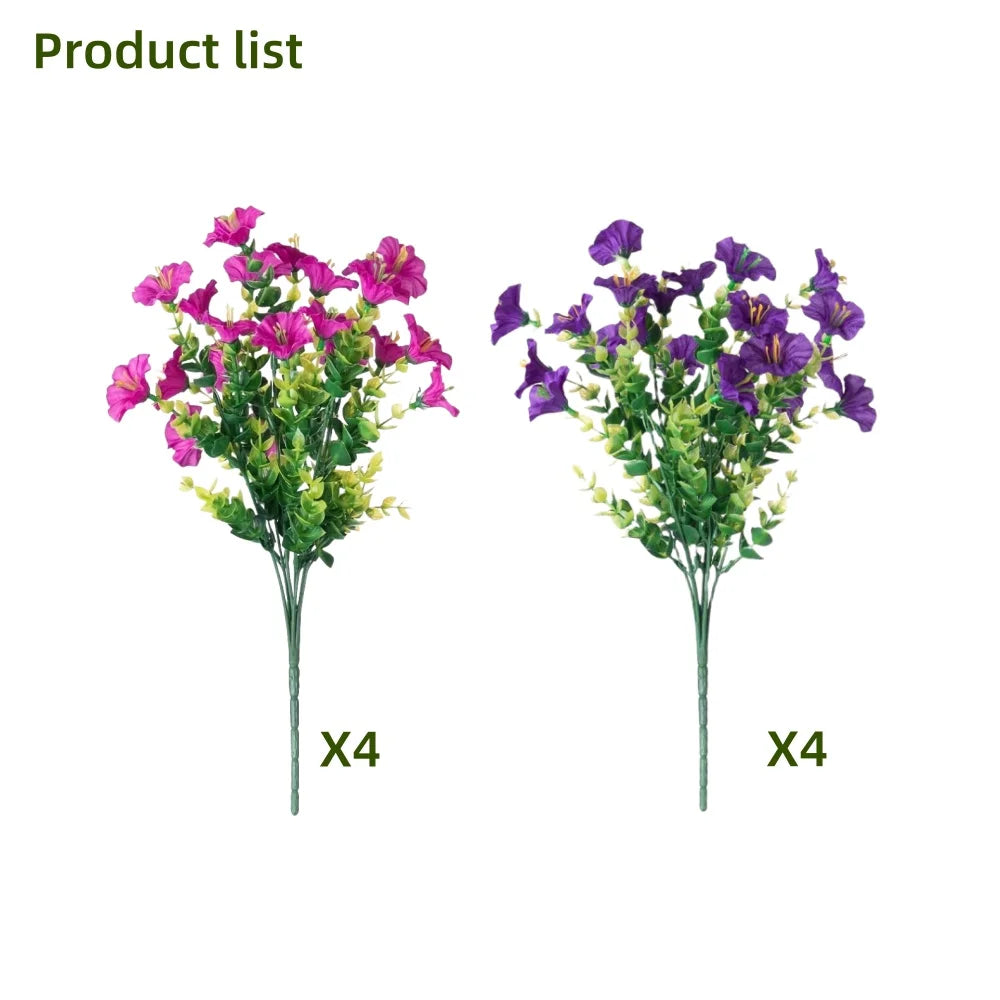 artificial flower branches set of 8, uv resistant, plastic, ideal for indoor, outdoor, home decor, parties, events, anniversaries, birthdays, weddings, graduations