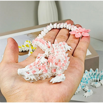 3D Printed Crystal Dragon Fidget Toy Cherry Blossom Decor Gift for Boys 2025